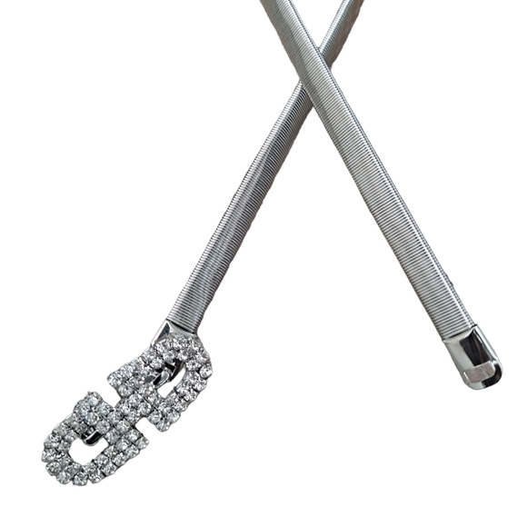 Silver Rhinestone Stretch Thin Waist Belt Boho Glam for Wedding special event - Picture 11 of 11